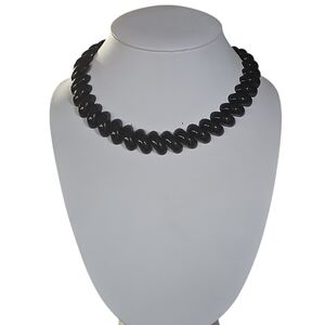 Rare Vintage Napier Black Enamel Metal Collar Necklace Pad 4.774.743